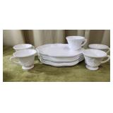5 Sets Milk Glass Trays w/Cups