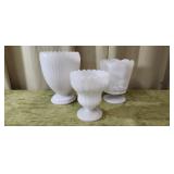 3pc Vntg Milk Glass Vases