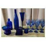 14pc Cobalt Blue Glass