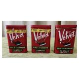 3pc Vntg Velvet Tobacco Tins