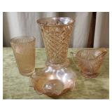 4pc Vntg Carnival Glass