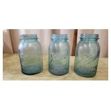 3 pc Qt Blue Ball Jars
