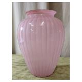 Pink Translucent Ribbed Glass Vase