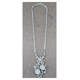 Vtg Pennino Floral Rhinestone Necklace