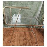 Gold & Glass 2 Tier Side Table w/ Glass Tissue Box