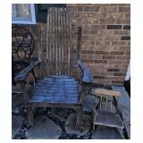 Vtg Wooden Adult & Child Rocking Chair