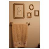4 Gold Picture Frames w/ Bath Towel