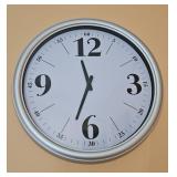 Large Plastic Silver Wall Clock