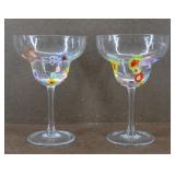 Set of 2 Millifiori Glass Margarita Glasses
