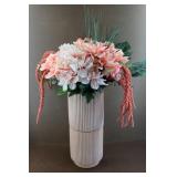 Pink Faux Flower in Double Ribbed Pot