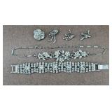 Vtg Unsigned Faux Clear Gem Jewelry Collection