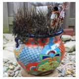 11" Tall Taravera Mexican Pot w/ Plant