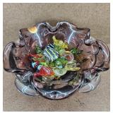 Murano Style Crystal Purple Bowl w/ 8 Glass Candy