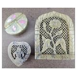 2 Carved Soapstone Trinket Boxes - Plus