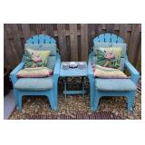 Blue Plastic Chairs & Side Table Set
