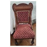 Atq Tigerwood Claw Foot Parlor Chair