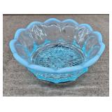 Fenton Icy Blue Faceted Silvercrest Dish