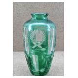 1950s Emerald Cut to Clear Glass Bud Vase