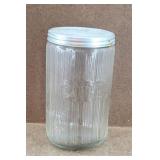 Vtg Ribbed Glass Coffee Canister
