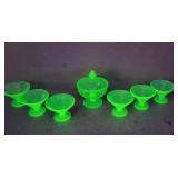 7pc Uranium Dessert Bowls & Candy Dish