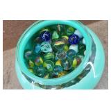 Vintage Jar w/ Lid - Full of Marbles