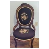 French Walnut Needlepoint Accent Chair