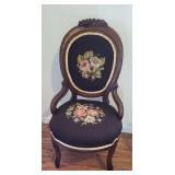French Walnut Needlepoint Accent Chair