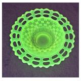 Vaseline Uranium Basket Weave Lace Bowl