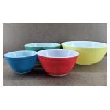 4pc Primary Color Pyrex Mixing Bowls - vintage