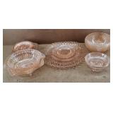 15pcs Pink Depression Glass Collection