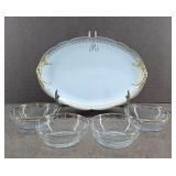 J.P. Limoges Platter w/ 4 Dessert Bowls