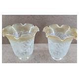 Peach Tint Filigree Fixture Shades - set of 2