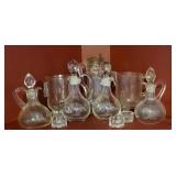 4 Cruets, 4 Salt Cellars, & 2 Creamers Clear Glass