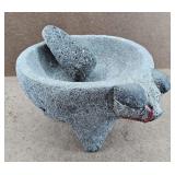 Stone Molcajete Mortar & Pestle Pig