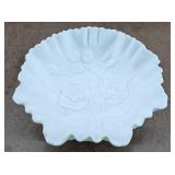 Milk Glass Lustre Rose Ruffled Bowl