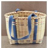 Primitive Woven Basket w/ Cloth Handles
