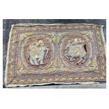 Vtg Burmese Silk Wall Tapestry Embroidery
