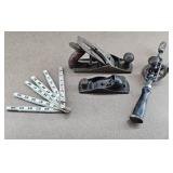 Vtg Tools: 2 Planers, Folding Ruler & Hand Drill