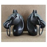 2pc Cast Iron Hitching Post Horse Heads