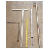 5pc Ruler, Straight Edge, T-Square +