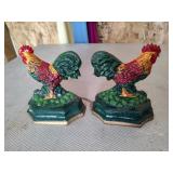 2 Cast iron Rooster Door Stops