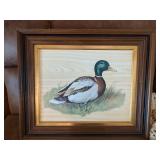 Framed Mallard Print on Wood