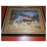 Cattle Farm Print by June Dudley
