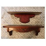 2 Small Wooden Wall Shelves