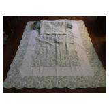 Blue/ Green Quilt w/ Pillow Case & Pillows