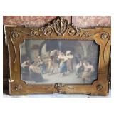 Antique Wood Picture Frame w/Print