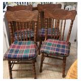 4pc Wood Press Back Dining Chairs