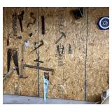 Tool Wall- Saws, Clock, Pick Axe+