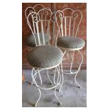 3pc Vntg Textured Iron Swivel Bar Stools