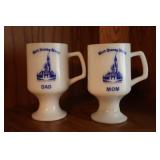 2pc Walt Disney Worl Milk Glass Mugs - Broken